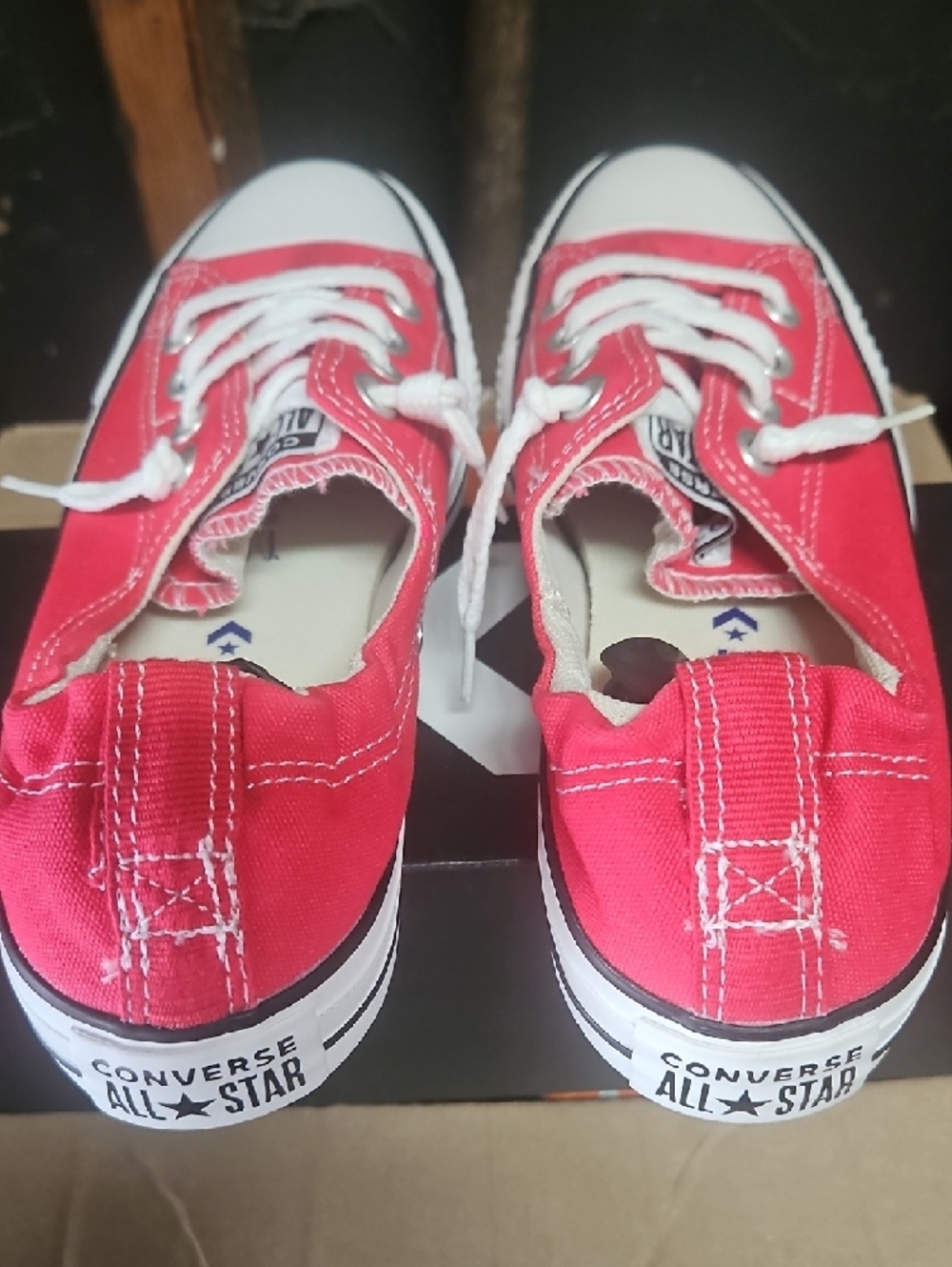 Converse Kids Red Low-Top Canvas Sneakers with White Accents - Picture 4 of 5